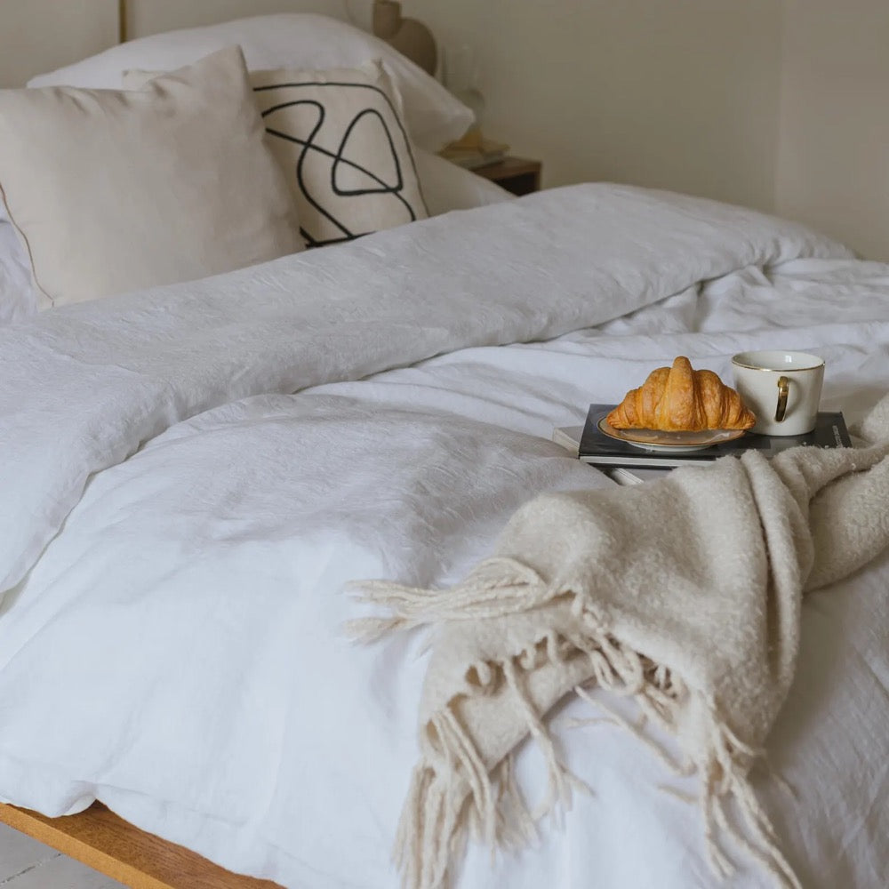 White linen pillowcase, 100% linen pillow cover with envelope closure in standard, square, queen, king & custom sizes, linen throw cover