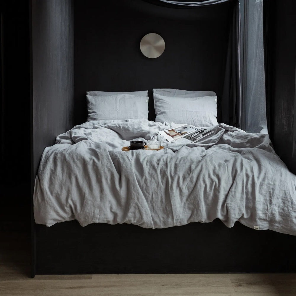 Light grey linen pillowcase, envelope closure linen pillow cover in 20x20, 26x26, 16x16 and other custom sizes, bed linen, cushion case